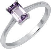 Natural Amethyst Ring, Sterling Silver Soliatire Ring, February Birthstone Ring for Women, Birthday Gift for Sister